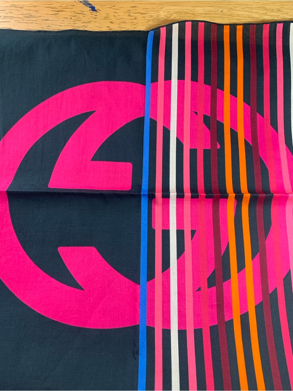 Gucci Pink Multicolor Striped Mini Scarf